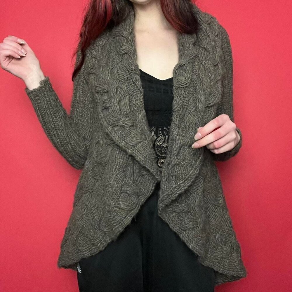 Avoca anthology / muted brown asymmetrical cardigan​​​